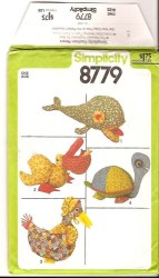 8779 SIMPLICITY STUFFED WHALE, PELICAN, GOOSE, TURTLE TOYS PATTERN UNCUT